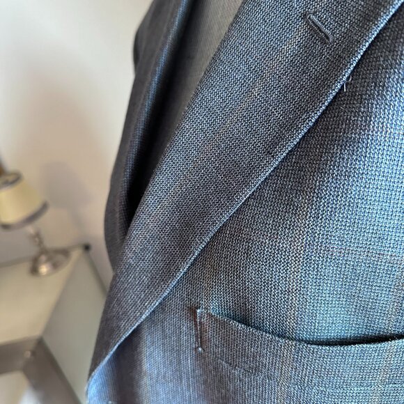 Men's Wool/Silk  Fine Suiting Blazer/Jacket sz 44S - Blue Slate - Picture 3 of 13